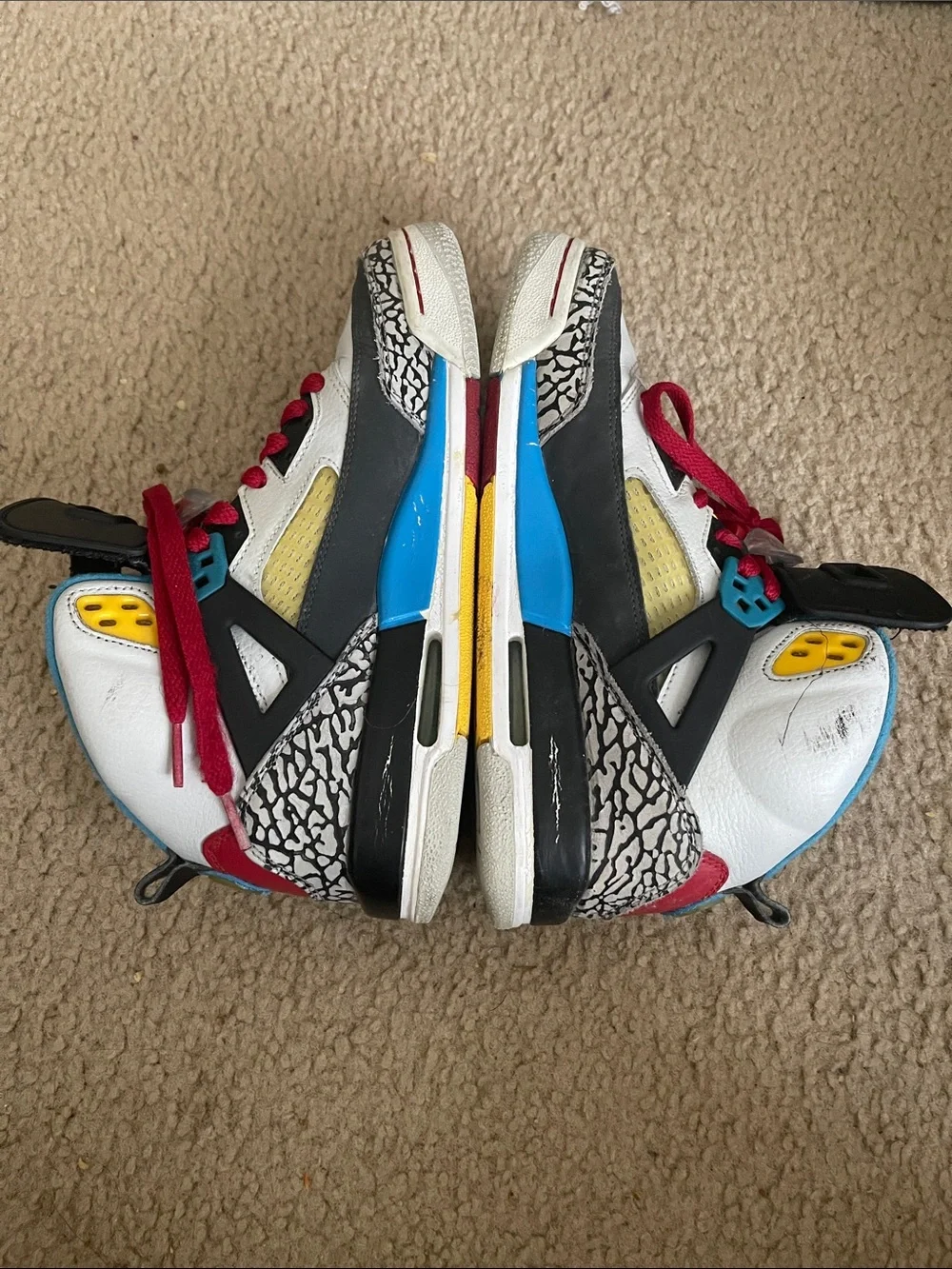 Jordan White Black Blue Red Multi-Accent Sneakers